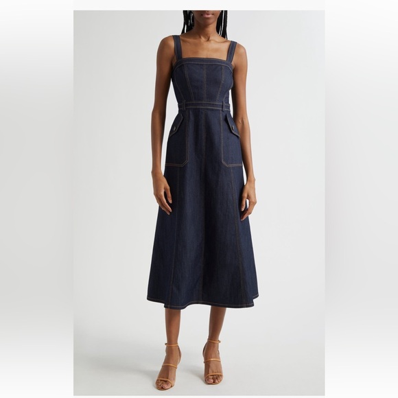 Cinq à sept malani denim midi dress